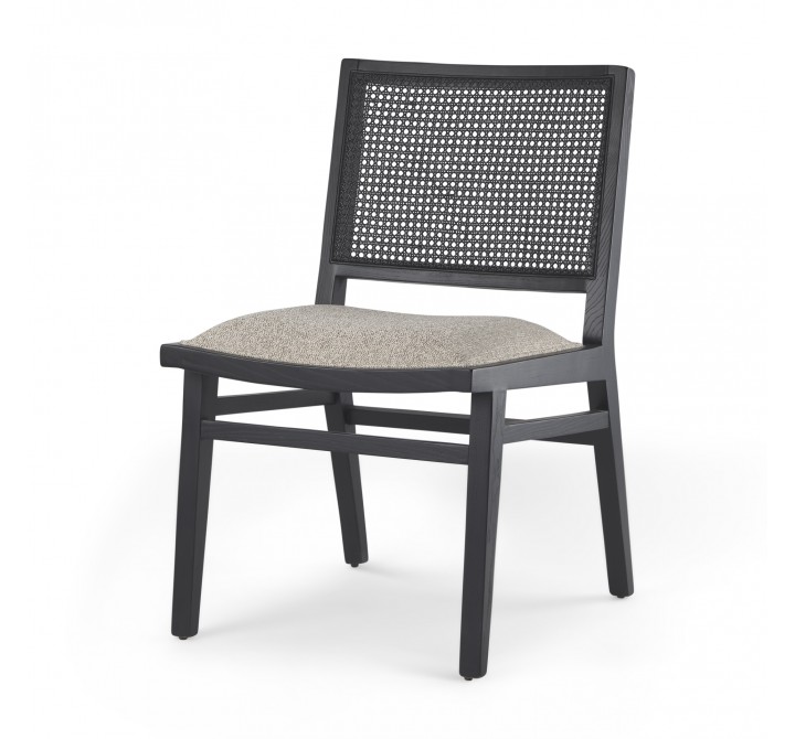 Mercana Wynn 20.5L x 24.6W x 34.1H Beige Fabric With Black Wood Dining Chair