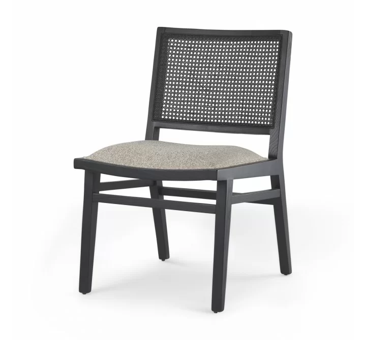 Mercana Wynn 20.5L x 24.6W x 34.1H Beige Fabric With Black Wood Dining Chair