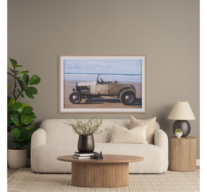 Mercana Terra 48L x 28W x 15H Light Brown Wood Oval Fluted Coffee Table