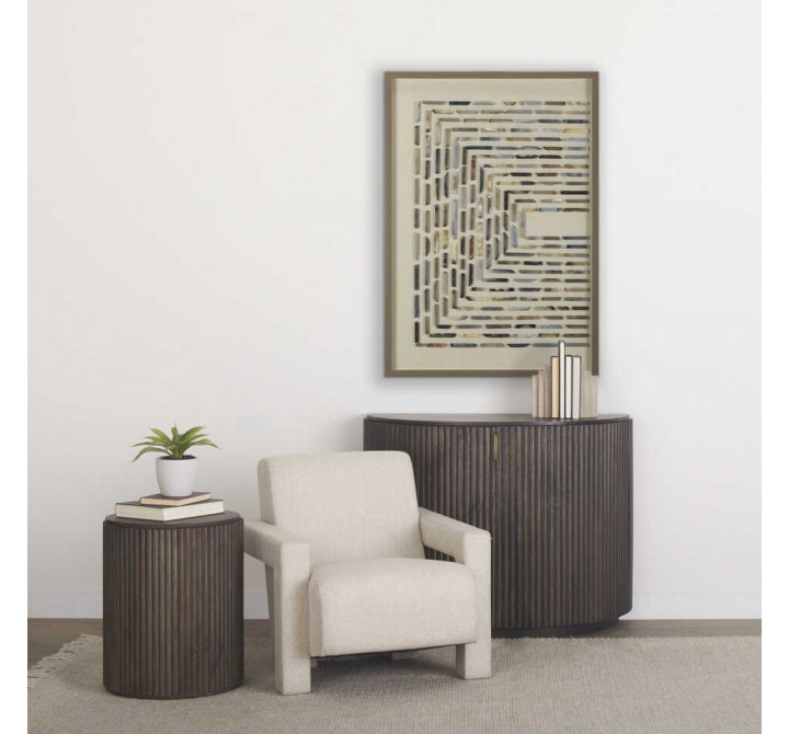 Mercana Terra Fluted Dark Brown Wood 2-Door Accent Cabinet 