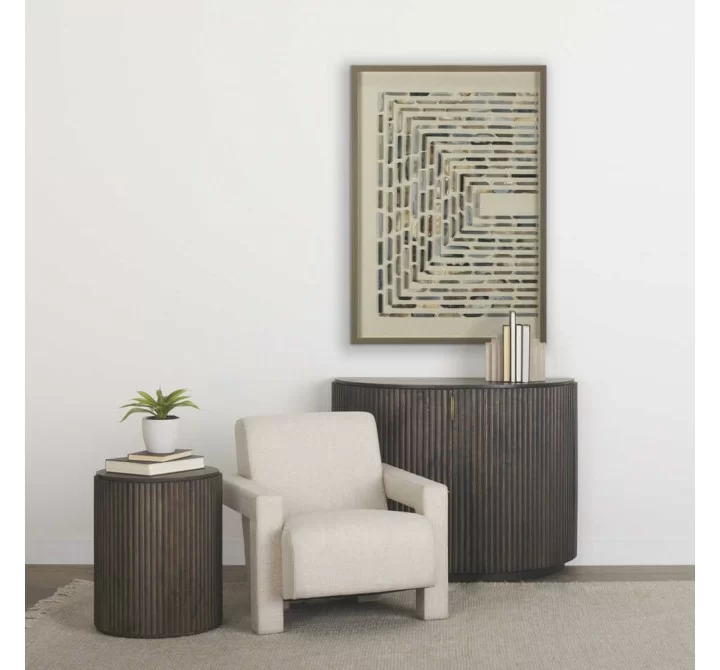 Mercana Terra Fluted Dark Brown Wood 2-Door Accent Cabinet 