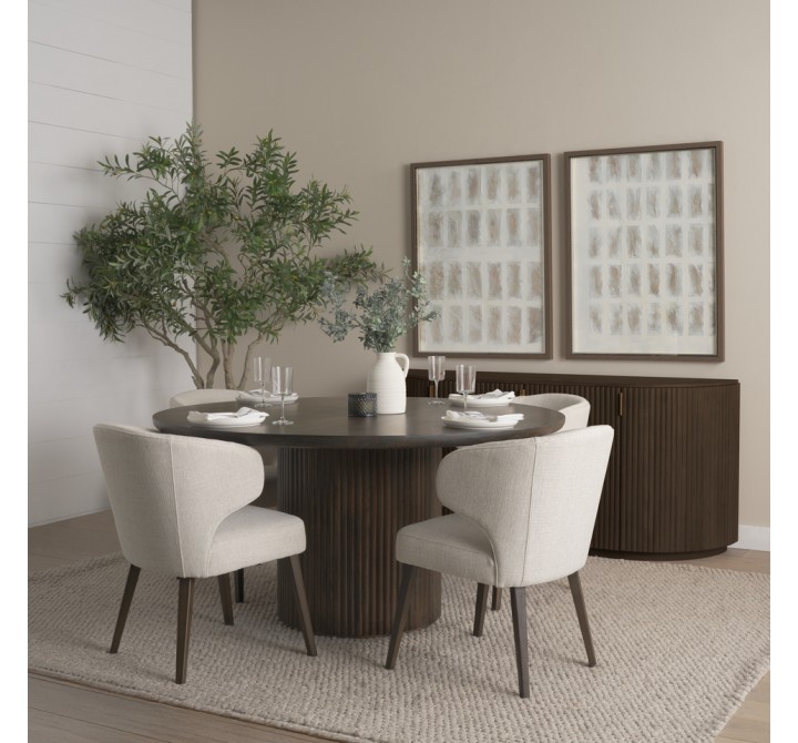Mercana Terra Dark Brown Wood Fluted Sideboard