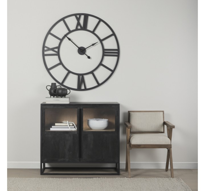 Mercana Sloan Black Wood With Black Metal Frame Accent Cabinet