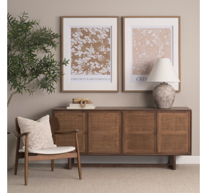 Mercana Grier Medium Brown Solid Wood W/Cane Sideboard 