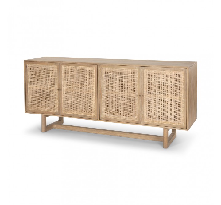 Mercana Grier 72.0L x 18.75W x 31.5H Light Brown Solid Wood W/Cane Sideboard