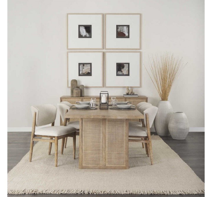 Mercana Grier 84L Light Brown Wood w/ Cane Dining Table
