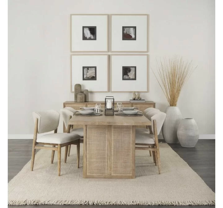 Mercana Grier 84L Light Brown Wood w/ Cane Dining Table