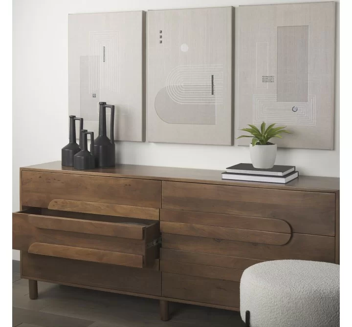 Mercana Astrid Medium Brown Solid Wood 6 Drawer Sideboard