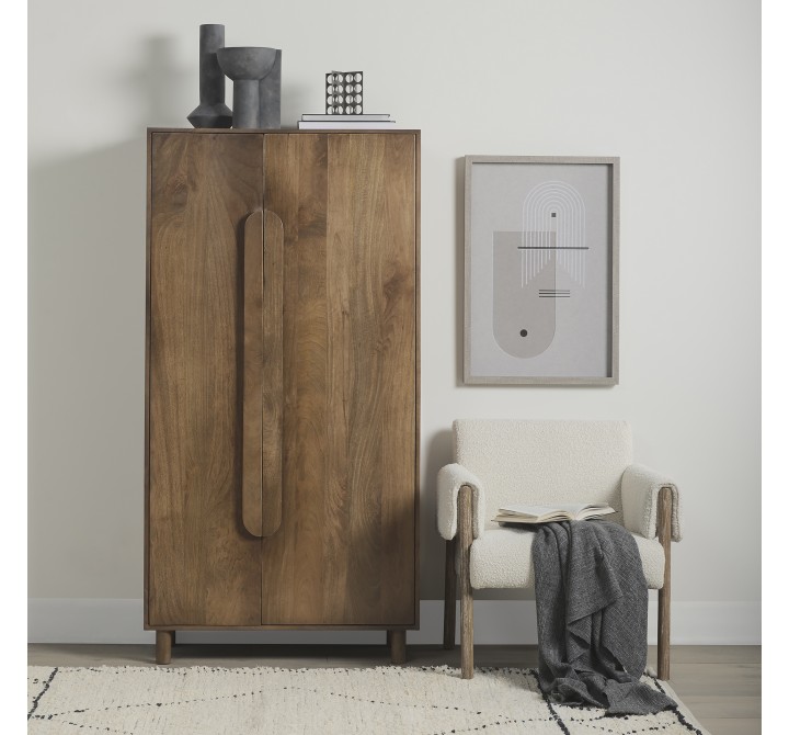 Mercana Astrid 36.0L x 17.0W x 70.0H Medium Brown Solid Wood Armoire