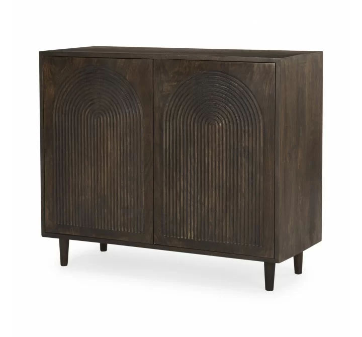Mercana Tucker Dark Brown Wood With Carved Arch Pattern 4 Door Sideboard