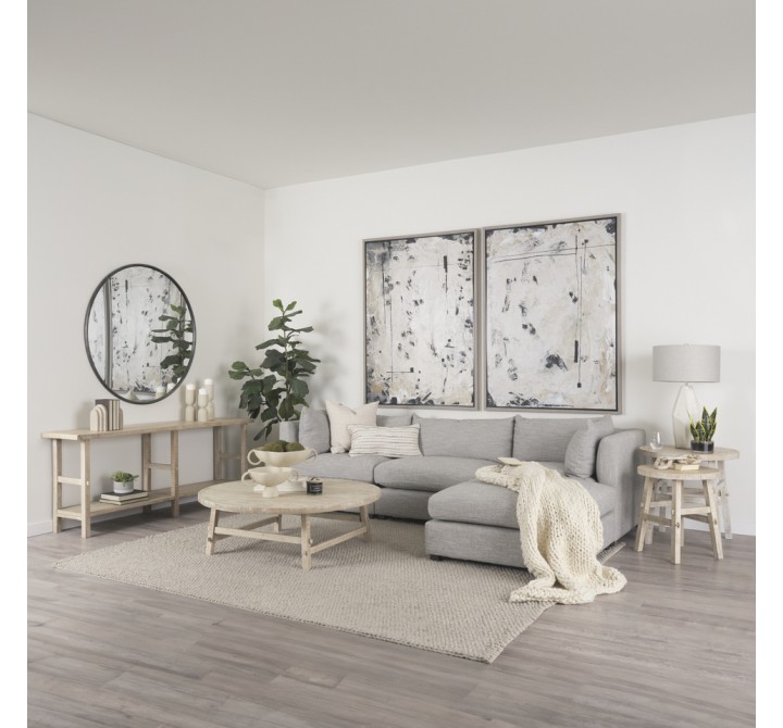 Mercana Rosie 48.0L x 48.0W x 16.0H Round Blonde Wood Coffee Table
