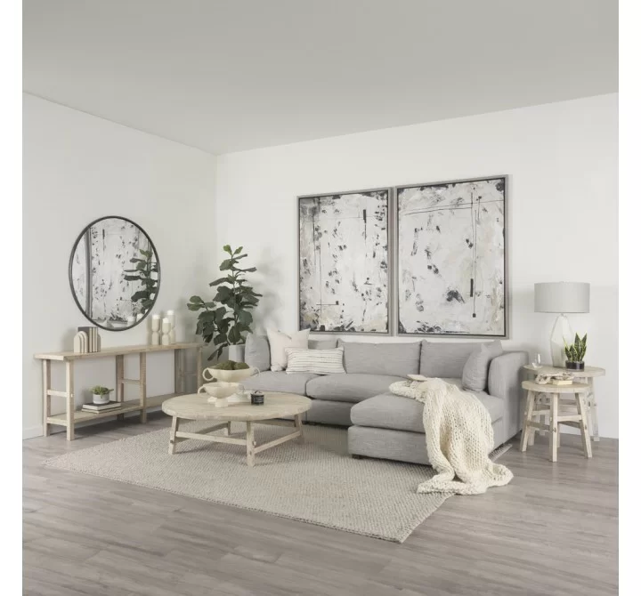 Mercana Rosie 48.0L x 48.0W x 16.0H Round Blonde Wood Coffee Table