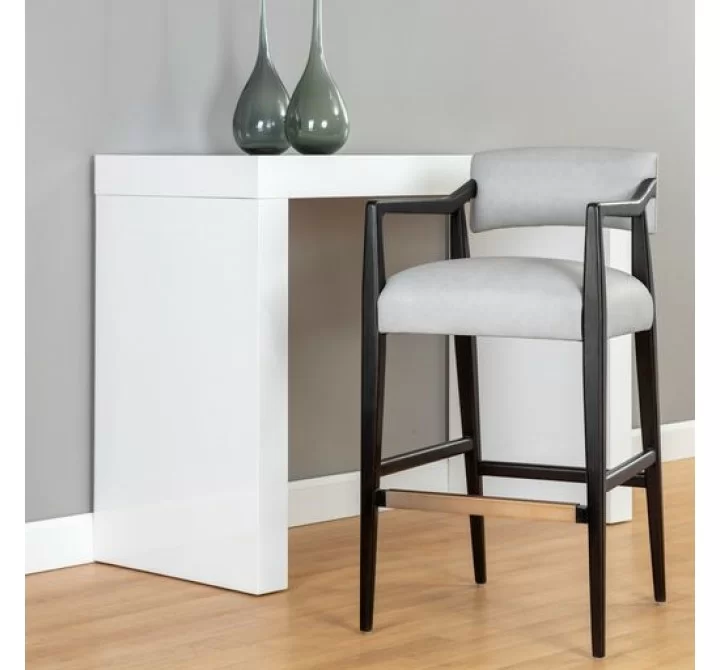 Sunpan Keagan Barstool in Saloon Light Grey Leather - Lifestyle