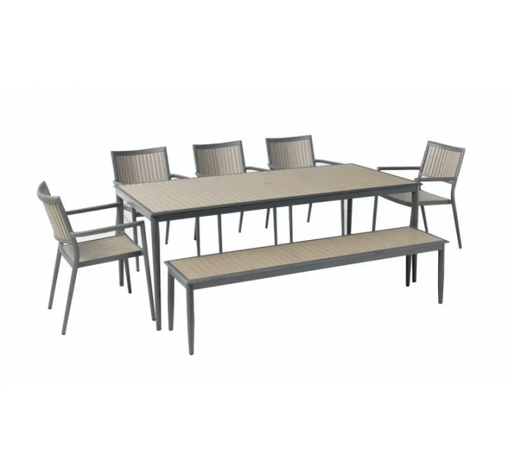 Alfresco Home Genevieve 72" Aluminum / Polywood Dining Bench - Lifestyle