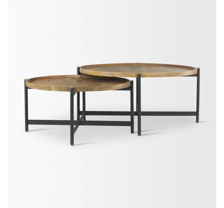 Mercana Marquisa Small / Medium Brown Wood W/Black Metal Large Coffee Table 2