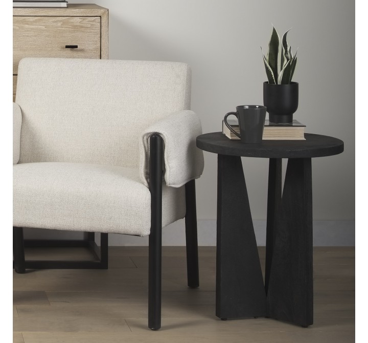 Mercana Mattius Black Wood Accent Table 2