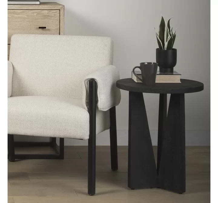 Mercana Mattius Black Wood Accent Table 2