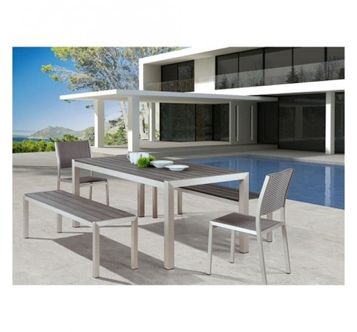 Zuo Modern Metropolitan Double Bench Brushed Aluminum
