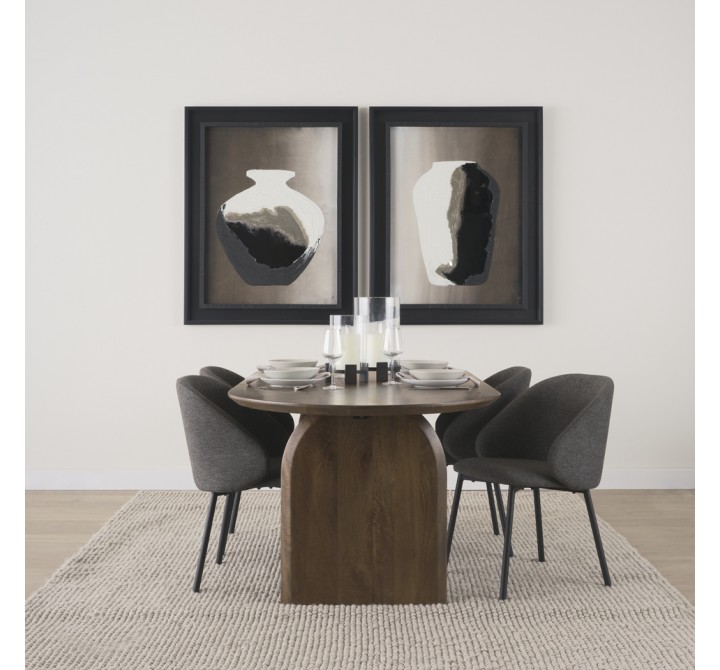 Mercana Shannon Dining Chair With Gray Fabric & Matte Black Metal