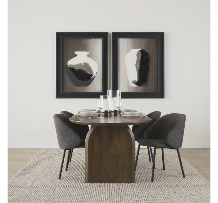 Mercana Shannon Dining Chair With Gray Fabric & Matte Black Metal