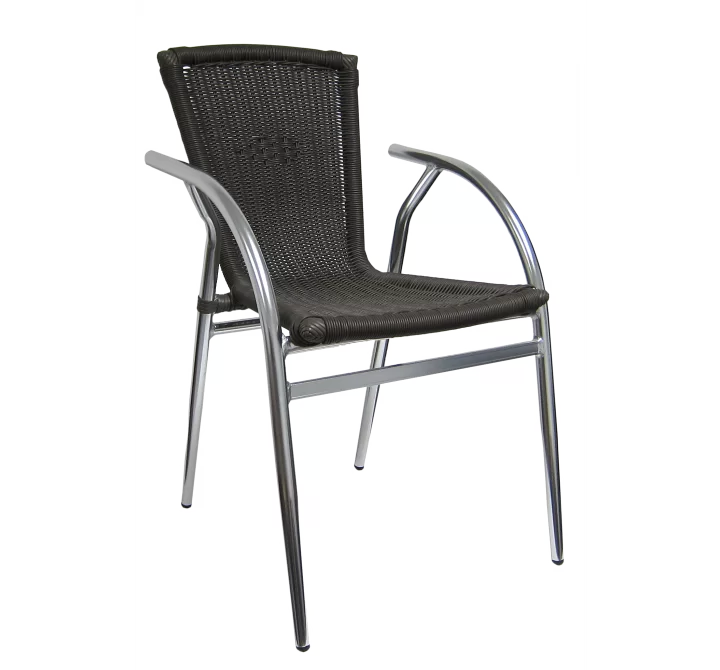 H&D Seating Aluminum Chair w/ Coffee PE Rattan - Set of 4