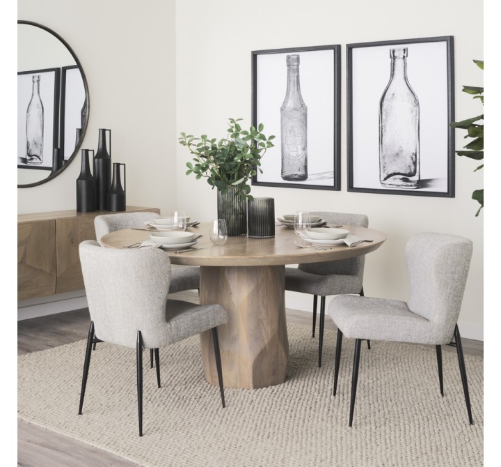 Mercana Hartt Dining Chair W/ Matte Black Metal Frame and Gray Fabric 1
