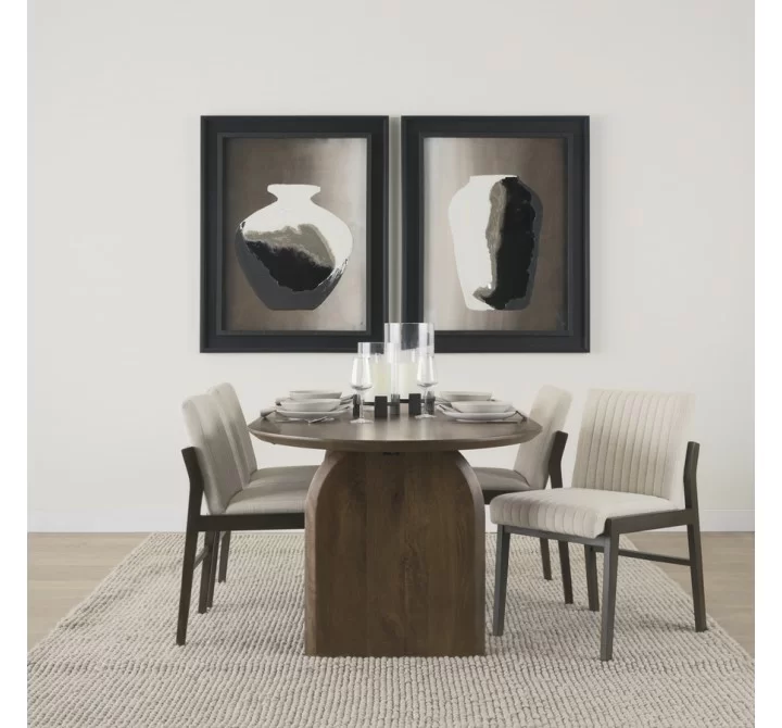Mercana Isla Oval Dining Table With Dark Brown Wood Top & Arched Legs 2