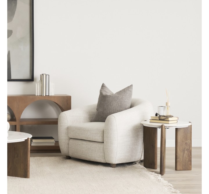 Mercana Rumer Dark Brown Wood With White Marble Side Table