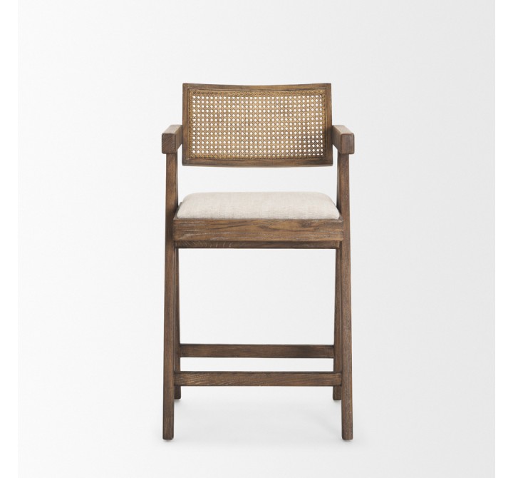 Mercana Indie Medium Brown With Cane Counter Stool Front