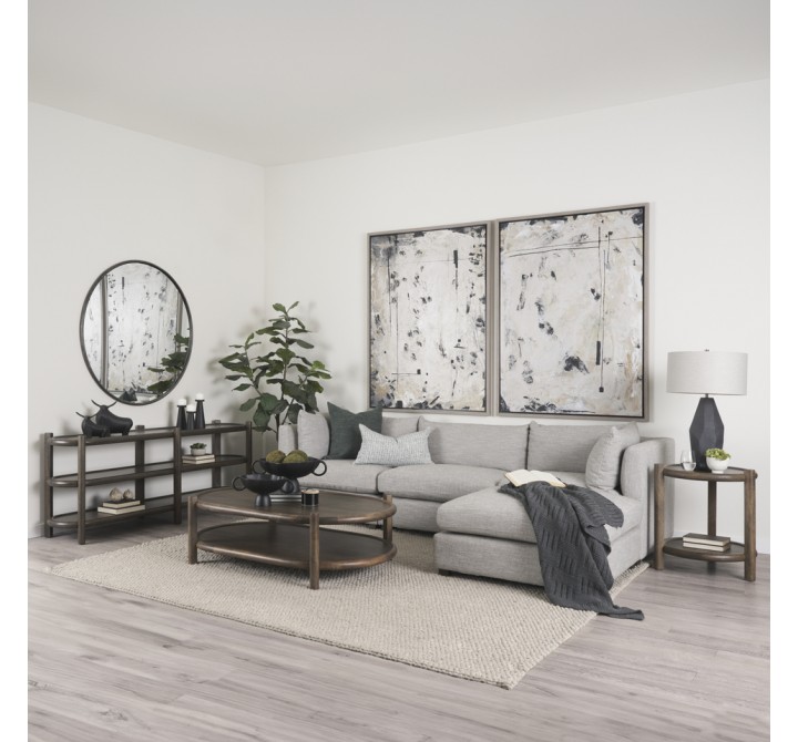 Mercana Romi Dark Brown Wood With 3 Shelves Oval Console Table