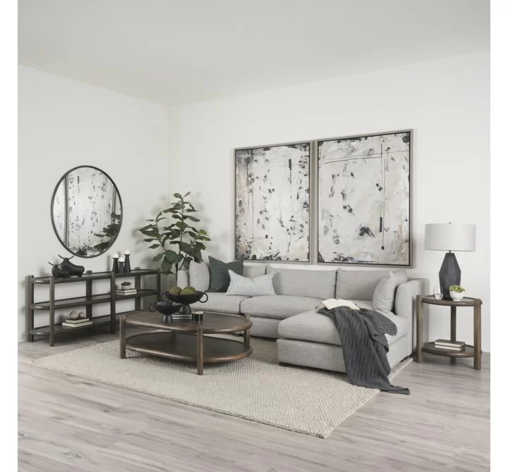 Mercana Romi Dark Brown Wood With 3 Shelves Oval Console Table