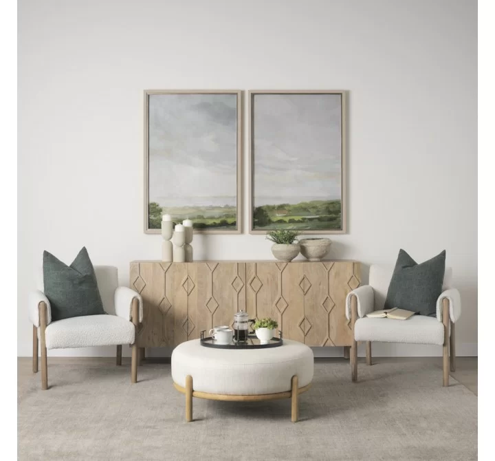 Mercana Heera Light Brown Diamond w/ Shelf Motif Sideboard