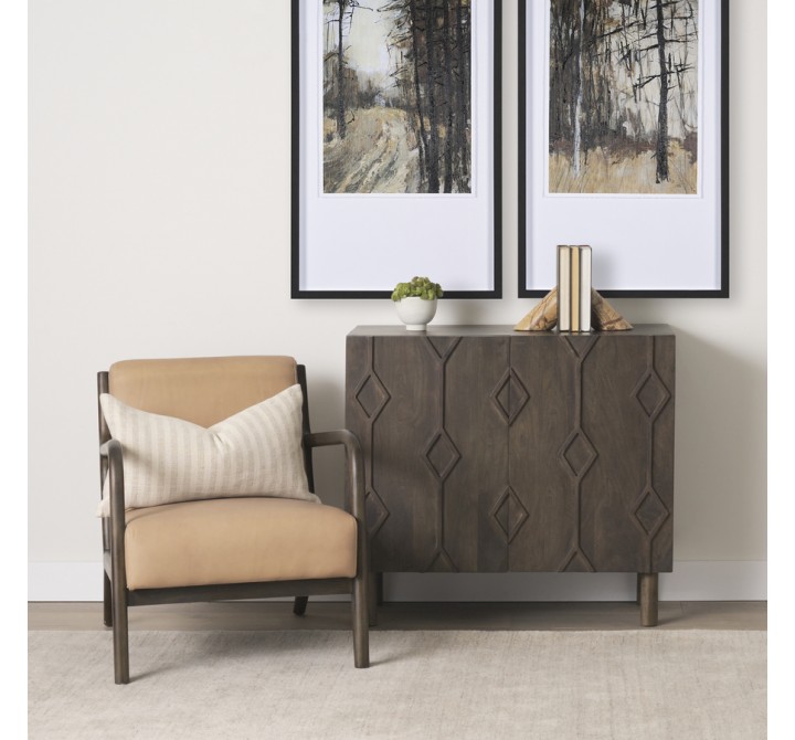Mercana Heera Dark Brown Diamond Motif w/ Shelf Accent Cabinet 