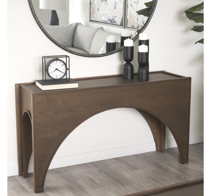 Mercana Laraya Dark Brown Wood Arched Console Table 3