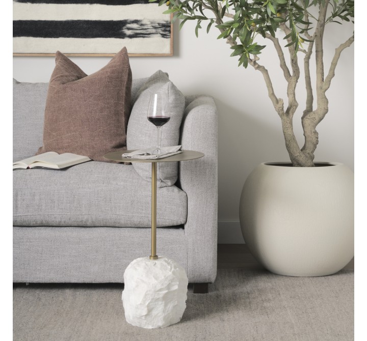 Mercana Rini Gold Metal and White Marble Accent Table 3