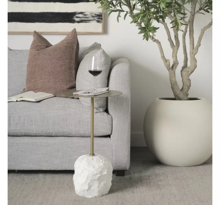 Mercana Rini Gold Metal and White Marble Accent Table 3