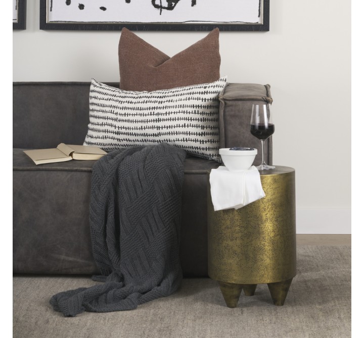 Mercana Rosh Textured Gold Metal With Acid Wash Accent Table