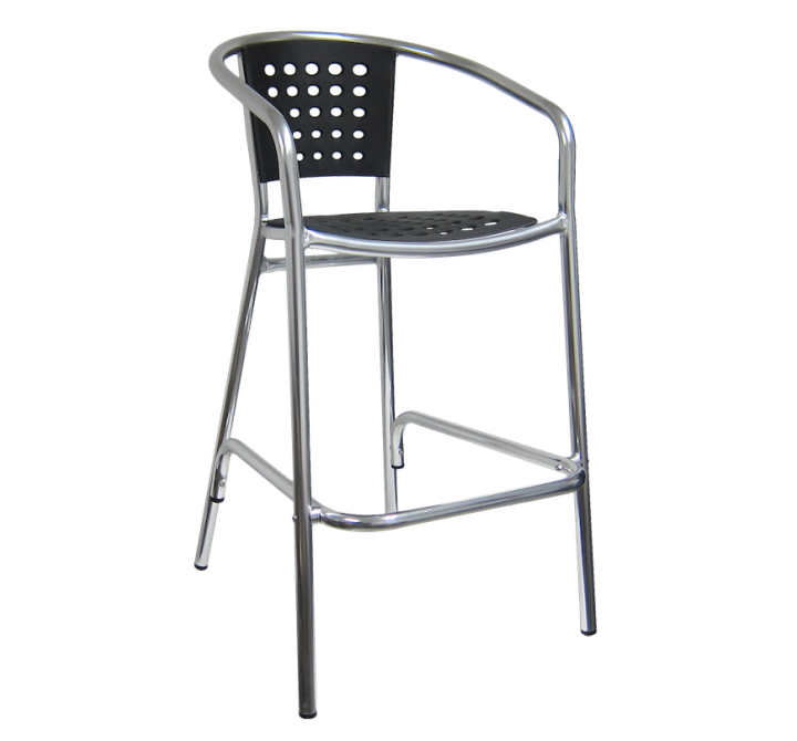 H&D Seating Aluminum Barstool w/ Poly Back & Seat