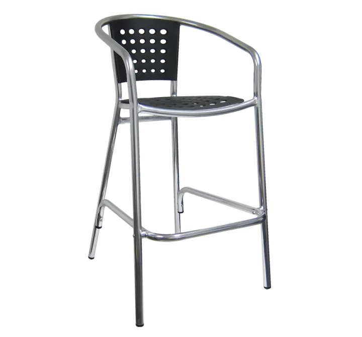 H&D Seating Aluminum Barstool w/ Poly Back & Seat