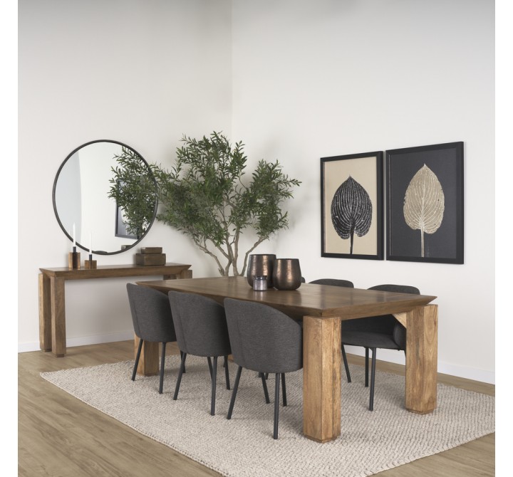 Mercana Sapphira Brown Wood Tapered Top Rectangular Dining Table