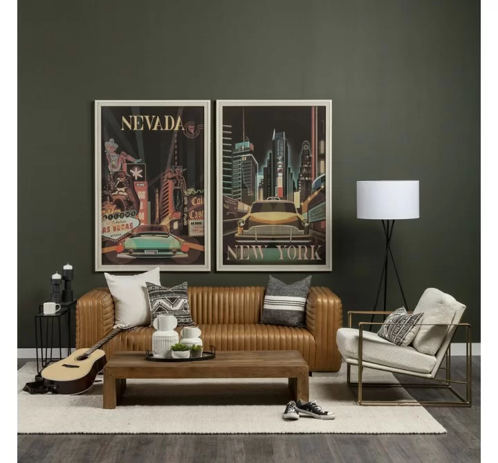 Mercana Ricciardo Cognac Leather Three Seater Sofa 