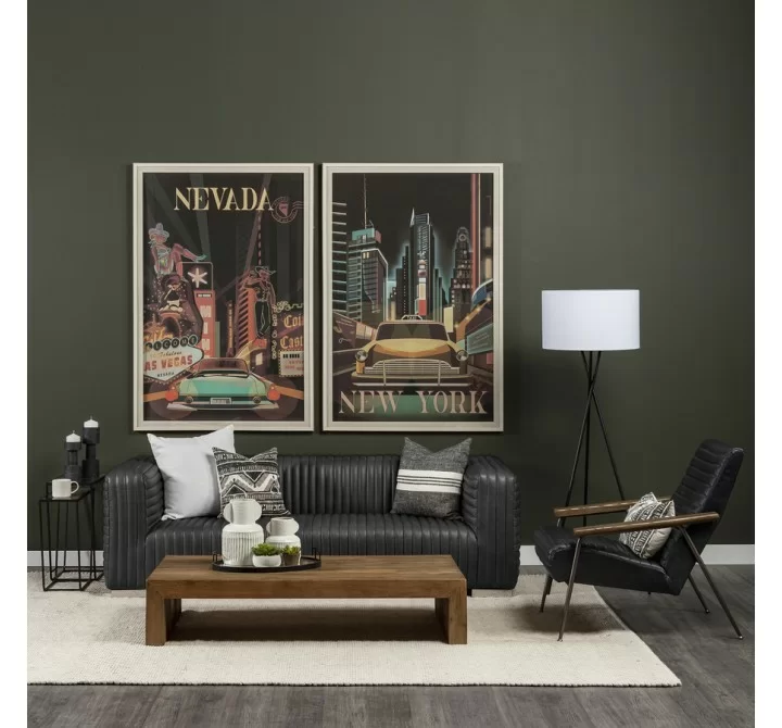 Mercana Ricciardo Black Leather Wrapped Three Seater Sofa