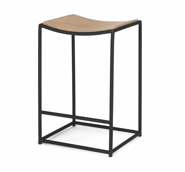 Mercana Taniel Light Brown Leather With Black Metal Counter Stool