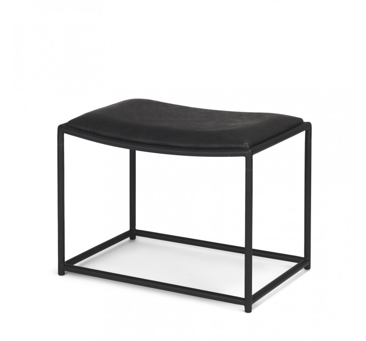 Mercana Taniel Black Leather With Black Metal Stool
