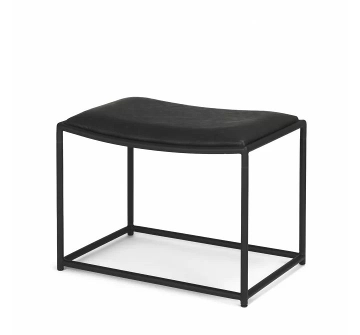 Mercana Taniel Black Leather With Black Metal Stool