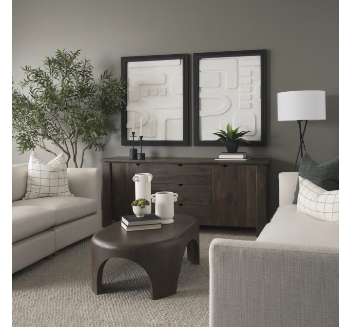 Mercana Shima Oval Brown Wood With Arched Legs Coffee Table Dark