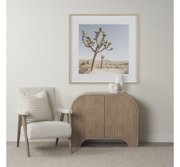 Mercana Sorina Reverse Fluted Light Brown Wood Accent Cabinet