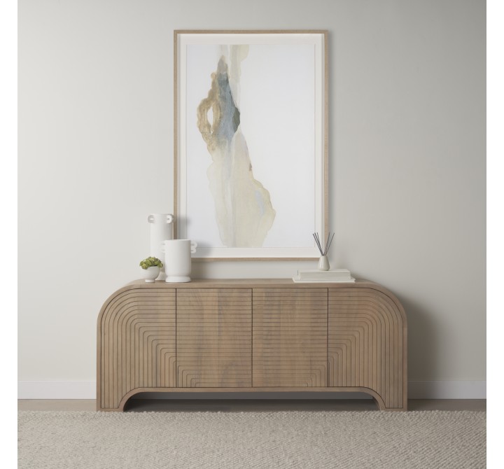 Mercana Sorina Reverse Fluted Light Brown Wood Sideboard