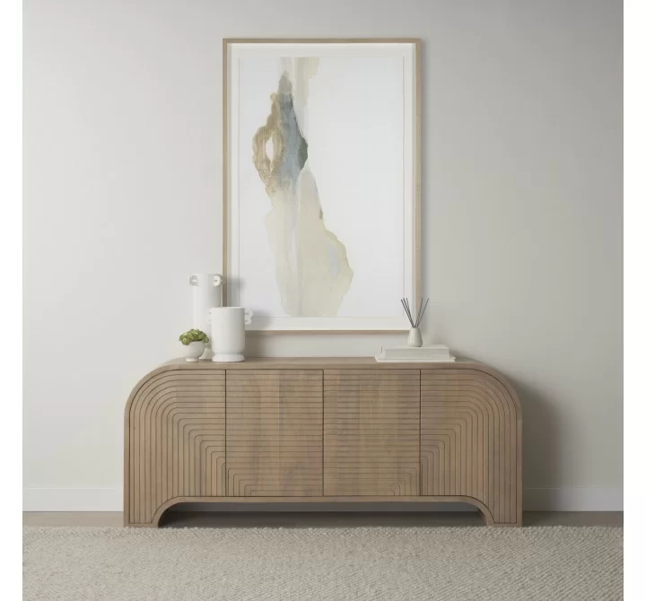 Mercana Sorina Reverse Fluted Light Brown Wood Sideboard