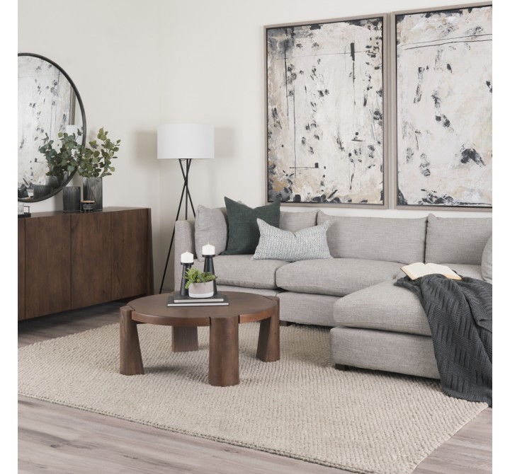 Mercana Tammar Round Wood With Tapered Legs Coffee Table
